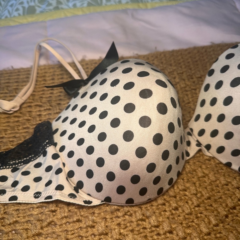 B.tempt’d woman’s bra size 36C polka dot black